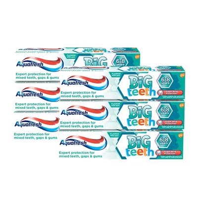 Aquafresh BIG TEETH Children's toothpaste Age 6-8 -Made in EU-6 x 50ml FREE SHIP