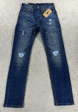 Levis 510 Skinny Men's Size 27Wx30L Dark Wash Blue Denim Jeans Distressed NWT