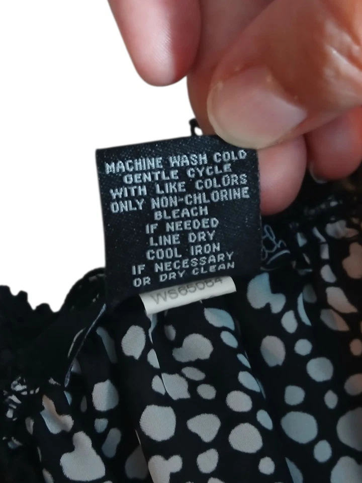 Tanque vintage Y2K Willi Smith negro blanco satinado ganchillo cintura alta mujer pequeño Foto 4 de 4