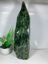 8.46kg Tall Nephrite Jade Polished Dark Green Genuine Freeform Crystal