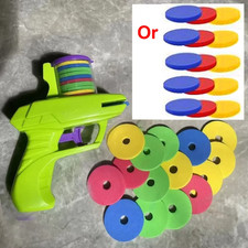 Kids Outdoor Game Foam Disc Gun Toy Flying Disc Shooting Launcher Gun Double Par