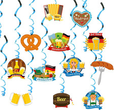 Oktoberfest Deko, 24 Stück Spiralen Und 2 Banner, Bayrische Deko Für Innen- Und