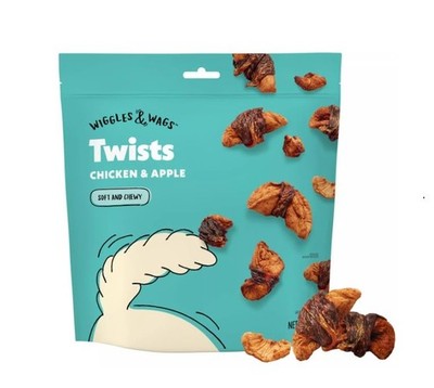 Wiggles Wags Chicken Apple Twists Soft Chewy Dog Treats 10oz Tail Wagging Joy