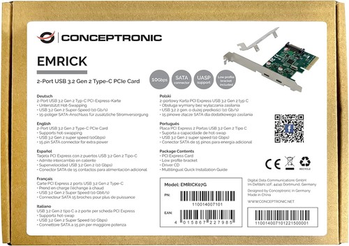 Conceptronic 2-Port USB 3.2 GEN 2 Type-C PCIE - Afbeelding 2 van 2