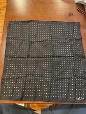 Polo Ralph Lauren Black Silk Pocket Square  White Polka Dot  Classic 17"