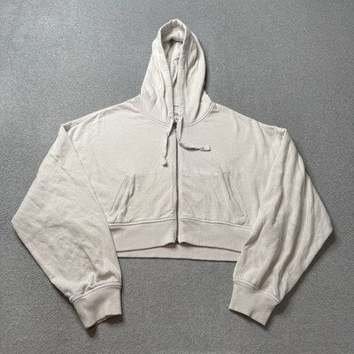 Aeropostale Downtime Sweatshirt Womens Large White Hoodie Full Zip Drawstring