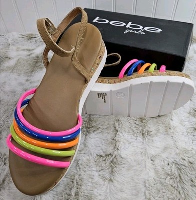 Bebe Girls size Rainbow Multi Colors Sandals Buckles On Side New - Main Image
