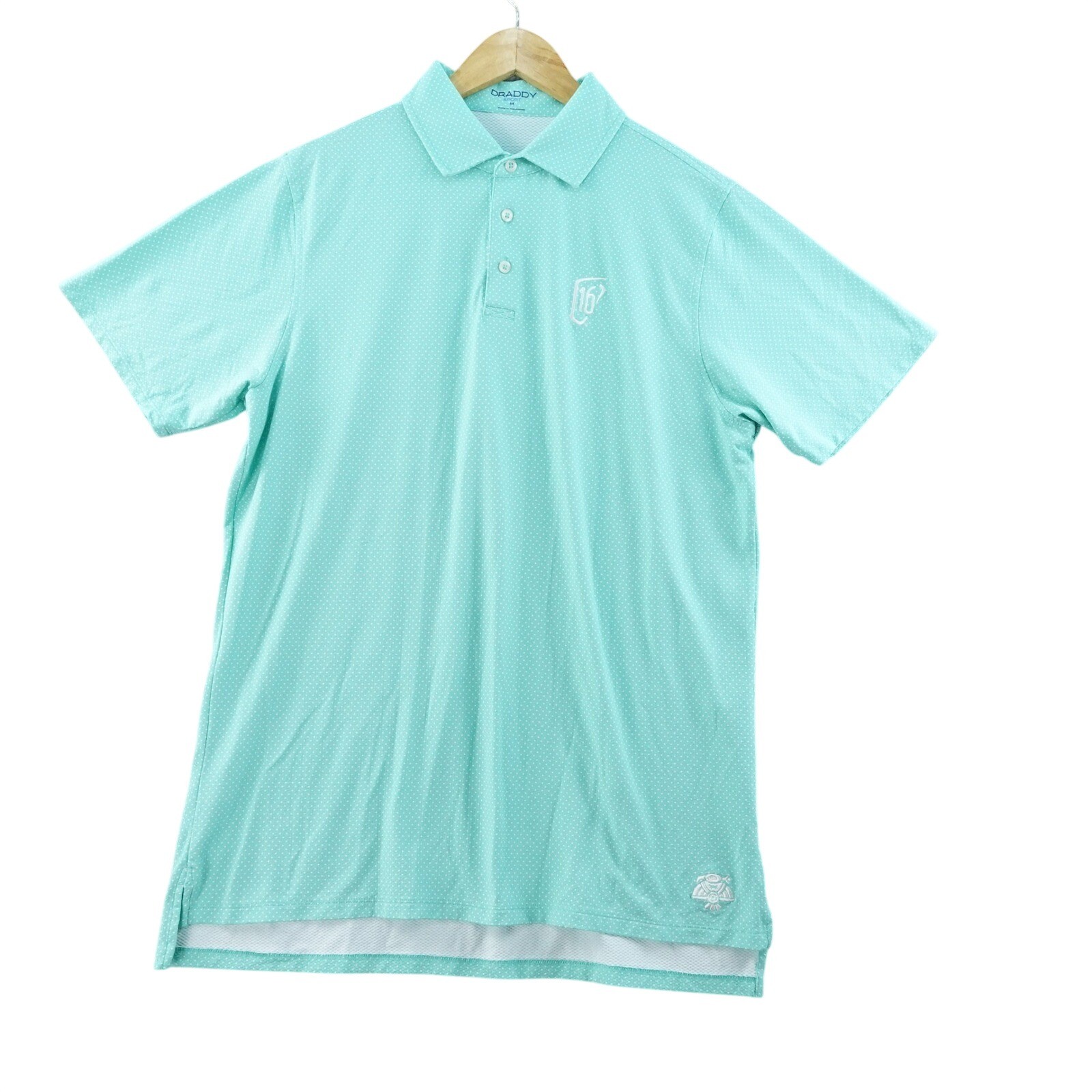 B Draddy Sport Polka Dot Print Golf Polo Shirt Mens M Performance Stretch Rugby