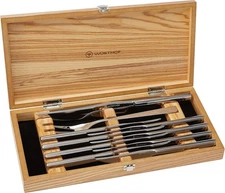 WUSTHOF 10 Piece Stainless Steel Mignon Carving & Steak Knife Set Wooden Box