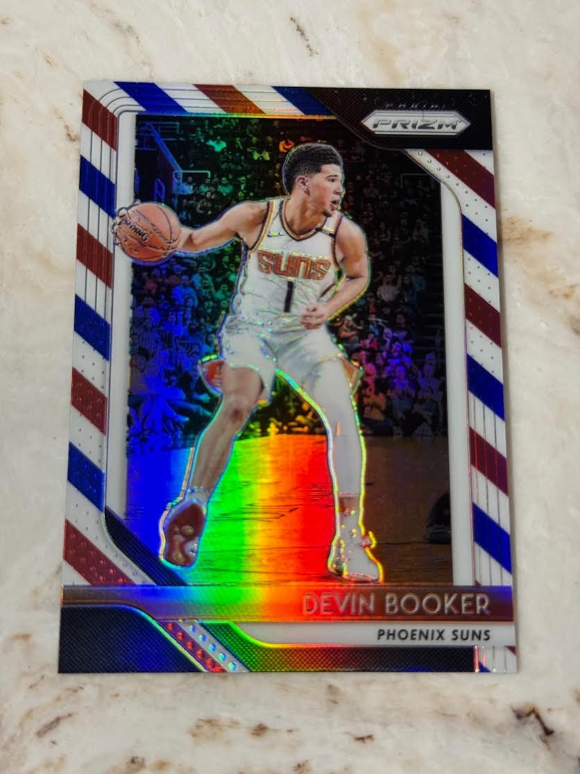 DEVIN BOOKER - 2018-19 PANINI PRIZM BASKETBALL RED WHITE BLUE PRIZM INSERT