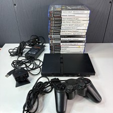 PS2 Slim Black Console Bundle Lot - 16 Games EyeToy Camera & Controller