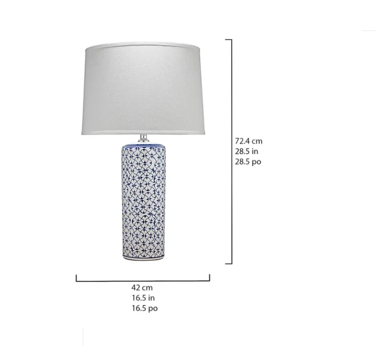 Lámpara de Mesa Cerámica Olina, Base Cerámica Azul y Blanco, Bombilla LED de 3 Vías Foto 3 de 4