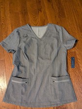 NEW JAANUU SCRUB TOP HEATHER GRAY SIZE SMALL