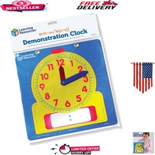 12-Inch Write  Wipe Teaching Clock - Perfect for Classroom  Homeschool Use