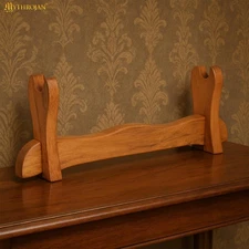 Medieval Sword Stand Solid Wood Horizontal Display Rack for Katana - 1 Tier Rack