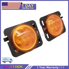 For 2007-18 Jeep Wrangler JK Pair Front Fender LED Side Marker Light Amber Lens