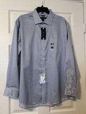 Pronto Uomo Men s Dress Shirt 17.5/34/35 Blue And White Stripe NWT