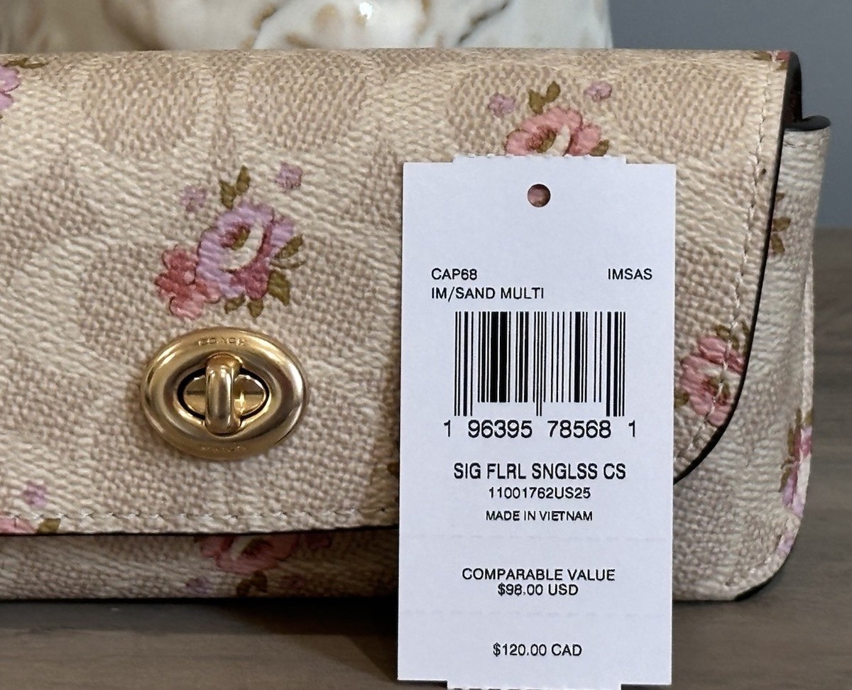 長財布 COACH Sunglass Case In Signature With Floral Print