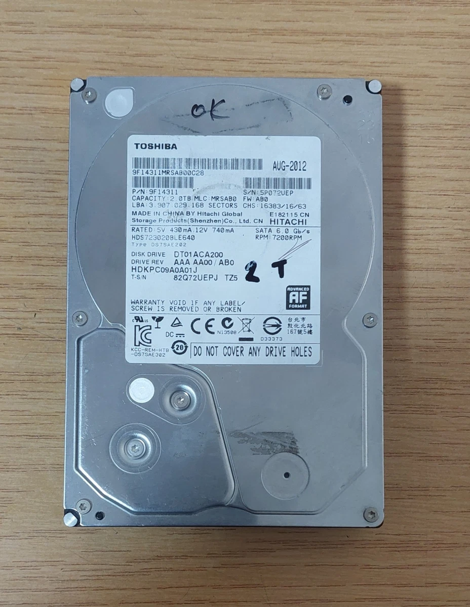 Toshiba 2TB Storage Capacity Internal Hard Disk Drives for sale