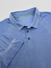 Tommy Bahama Mens XL Blue Solid Palm Coast Island Zone Polo Maui Invitational