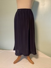 Vintage Olga Thin Polyester Half Slip Dk Blue Silky Womens Size L LT 12223 USA