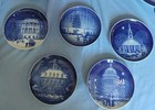 Set Of 5, Five Inch Royal Copenhagen Christmas in America Hand Painted Plates