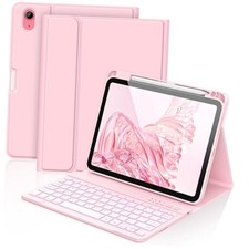 for iPad A16 11th 10th Generation Case with Keyboard - 7 Colors Light Pink