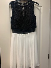 city studio dress Juniors Black Lace White Flowing Bottom Size 7