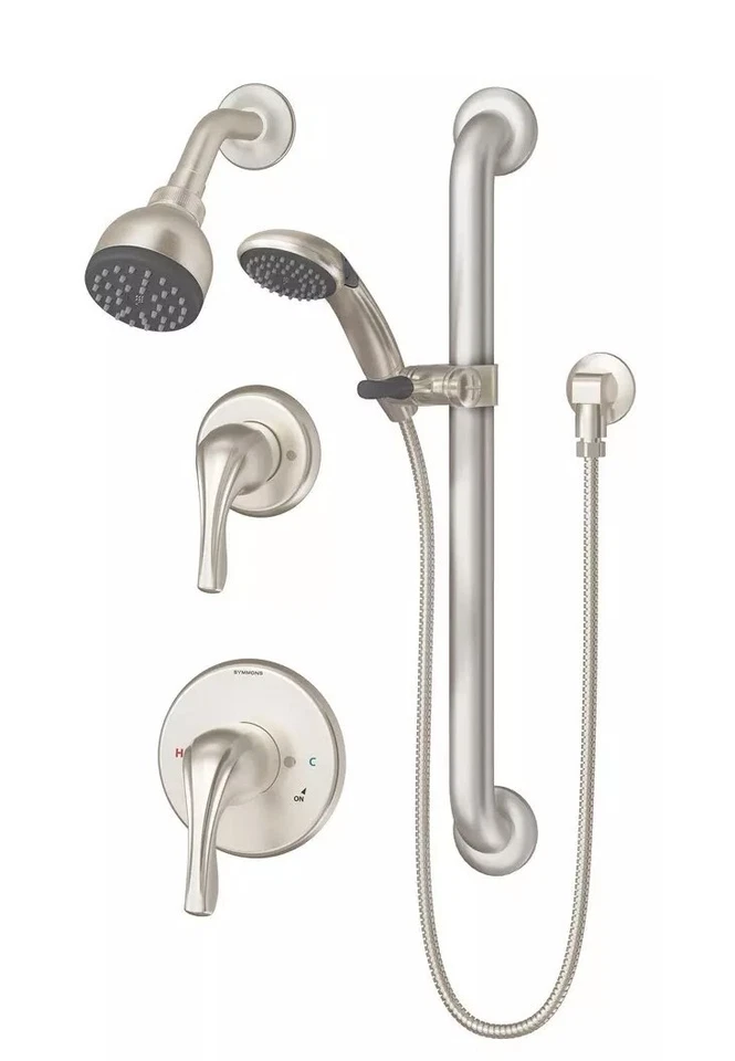 Sistema de ducha de dos manijas Symmons 9605-PLR-1.5-STN Origins. Níquel satinado Foto 3 de 3