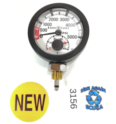 #ad NEW Aqua Lung 5000 PSI SPG Pressure Gauge Thermometer Scuba Dive Oceanic Swiv $92.95