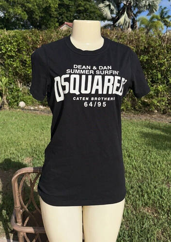 Dsquared2 Black Summer Surfin' Casual Short Sleeve T-Shirt Sz S Made In Italy