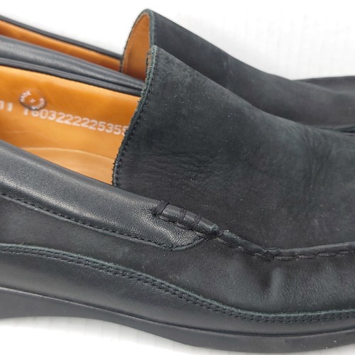 Mocassini Mephisto in pelle nera scarpe mocassino slip on uomo taglia 9 Cool Air - Foto 3 di 15