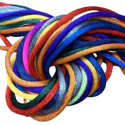 BSB Rattail Assorted Colours Satin Silk Cord 10 1 m Lengths 3mm wide