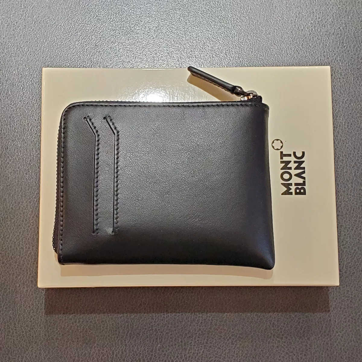 Montblanc Nightflight leather business card zip wallet 118282