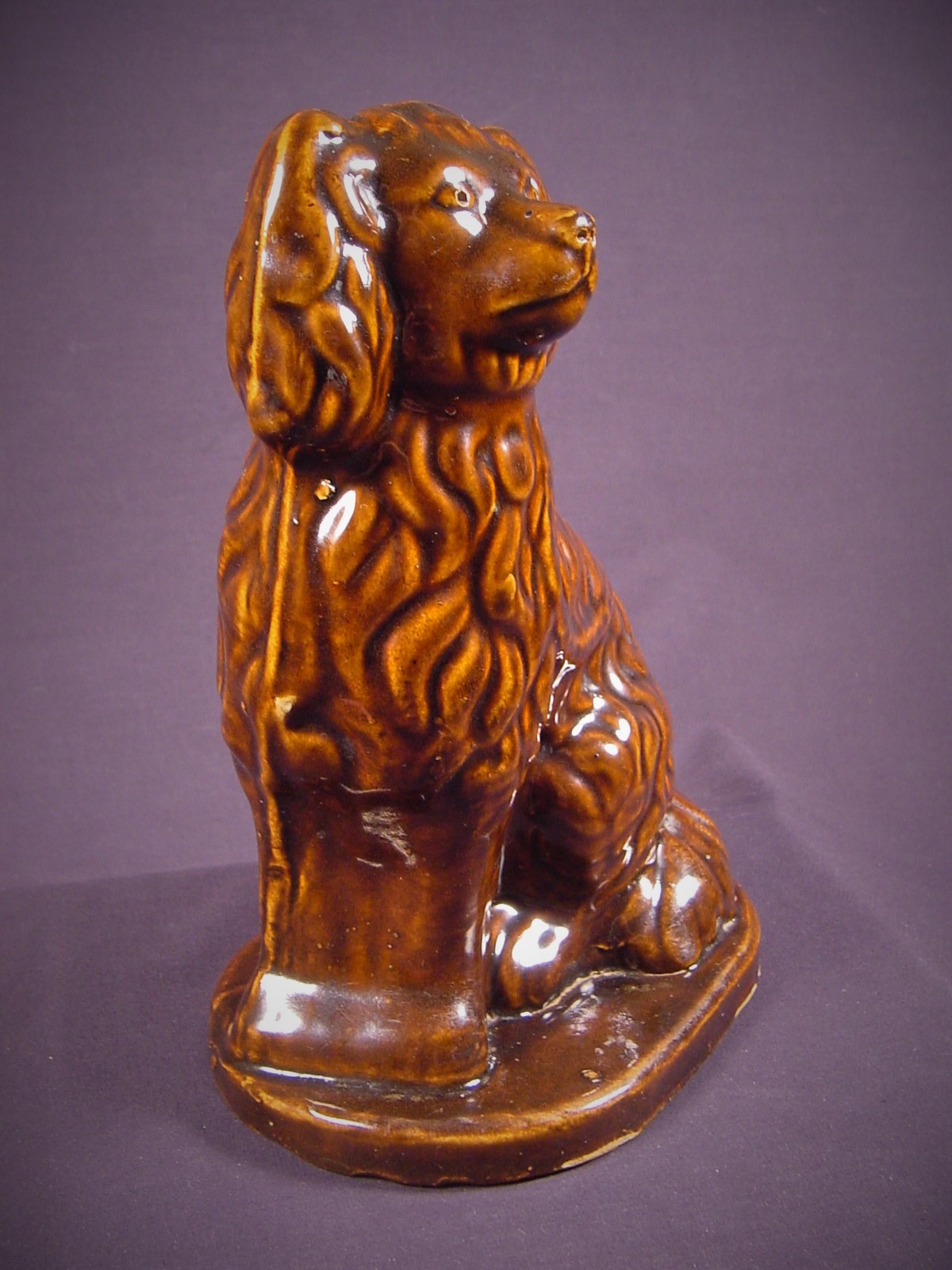 VERY RARE 1800s LARGE AMERICAN DOOR STOP SPANIEL DOG ROCKINGHAM YELLOW