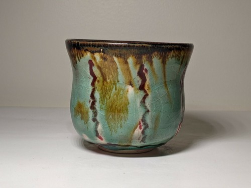 Wheel Thrown Green And Randy's Red Glazed Cup - Picture 3 of 6