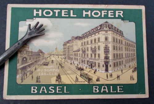 HOTEL HOFER Basel Bale Switzerland Antique Trade Card - Afbeelding 1 van 2