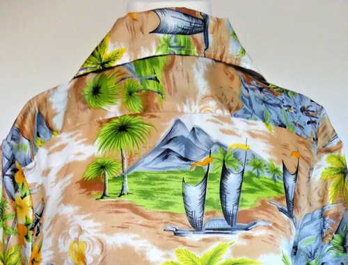 Camicia vintage Carlton Hill uomo taglia grande hawaiana vulcanica tribale poliestere - Foto 10 di 13