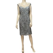 Marsoni By Colors Cocktail Dress Mother Of The Bride Gray Blue Sequins Beads New