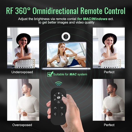 60FPS 1080P Webcam with Ring Light, PC Camera with 5X Digital Zoom and Remote... - Bild 5 von 8
