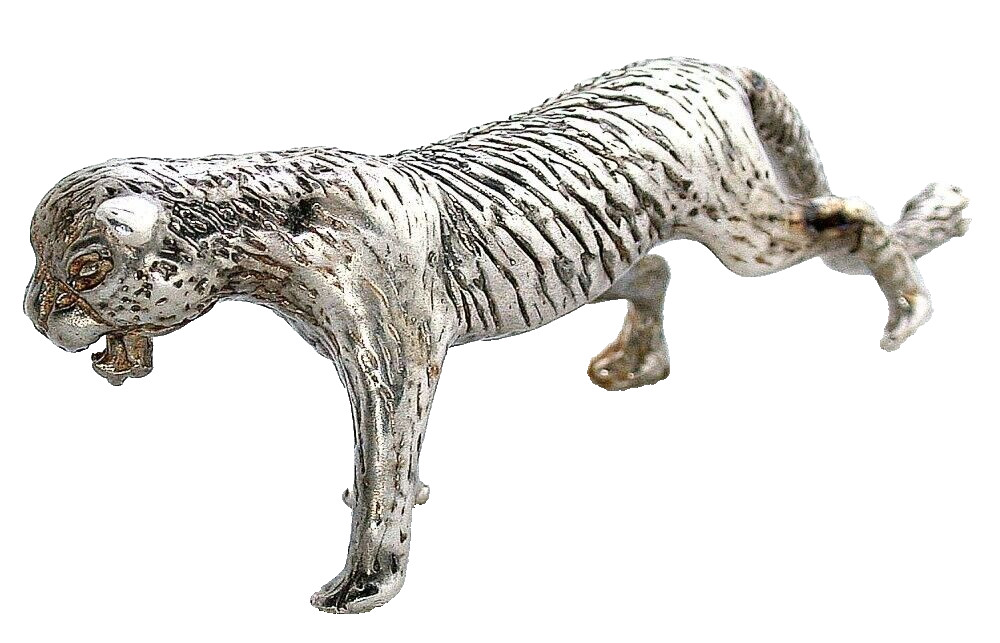 2 1/4 x 1/2 x 4/5 Inch Vintage Casted Lionness Cat Sterling Figure EBS9429/6224