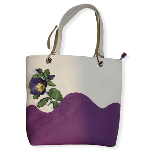 floral leather tote bag