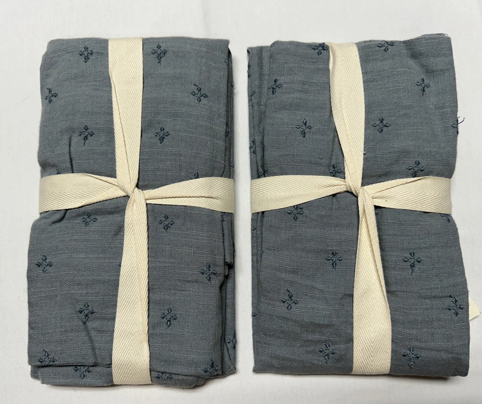 Funda de almohada Southern Living Simplicity LINDEN King Sham lino algodón azul $108 Foto 3 de 4