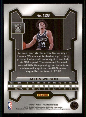 2023-24 Panini Prizm #128 Jalen Wilson RC - Picture 2 of 2