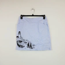 Charter Club Womens 8 Dusty Robin Combo Striped Graphic Pull On Skort NWT BK72