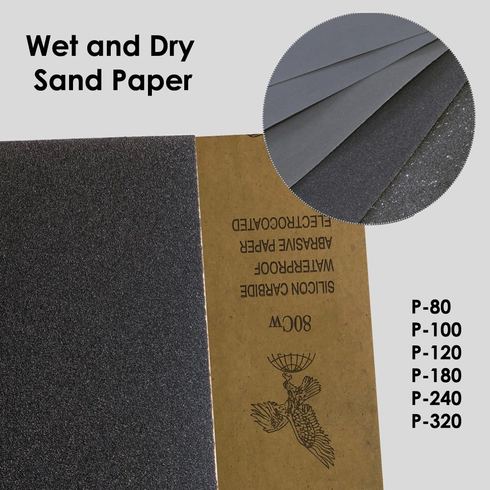 WET DRY SANDPAPER Grit 80 100 120 180 240 320 Grinding Accessories Top Quality