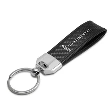 Black Leather & Carbon Fiber Key Chain Black Stitching - Lincoln Continental