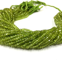 Natural Gemstone Green Peridot Faceted Rondelle Beads 4.5mm Gemstone Beads.