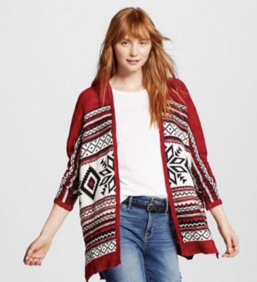 NEW Mossimo Womens Holiday Oversized Tribal Poncho Open Cardigan
