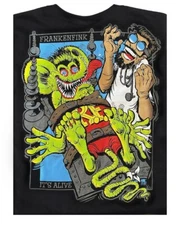 Men's Ed Big Daddy Roth Rat Fink Frankenfink Black Cotton T-Shirt M-3XL RFB10